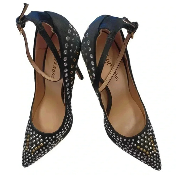 Zigi Soho Black Slingback Gold Silver  Adornments Pointed Toe Size 7 - Picture 5 of 10